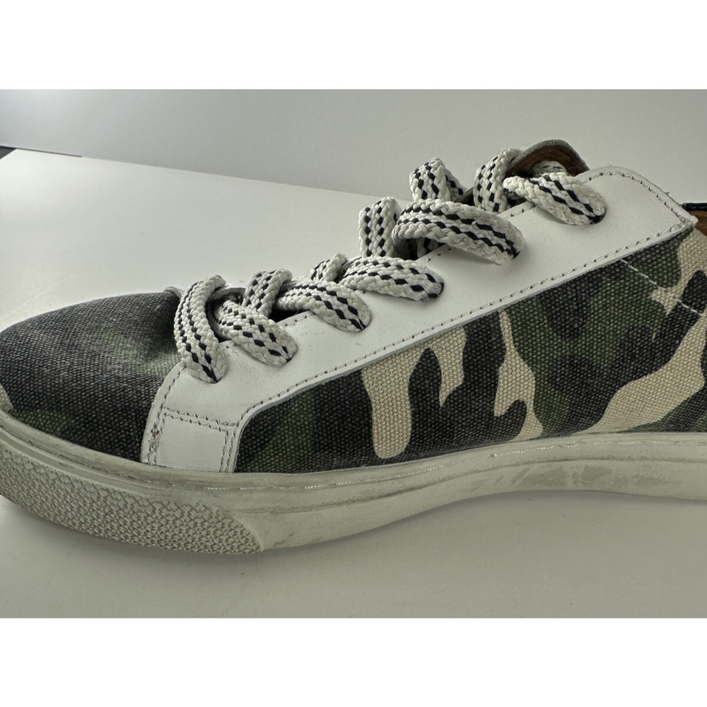 Veronica Beard Sami Camo Canvas Lace-up Sneakers Leather Lining Shoes 39 US 8.5 - Picture 13 of 16